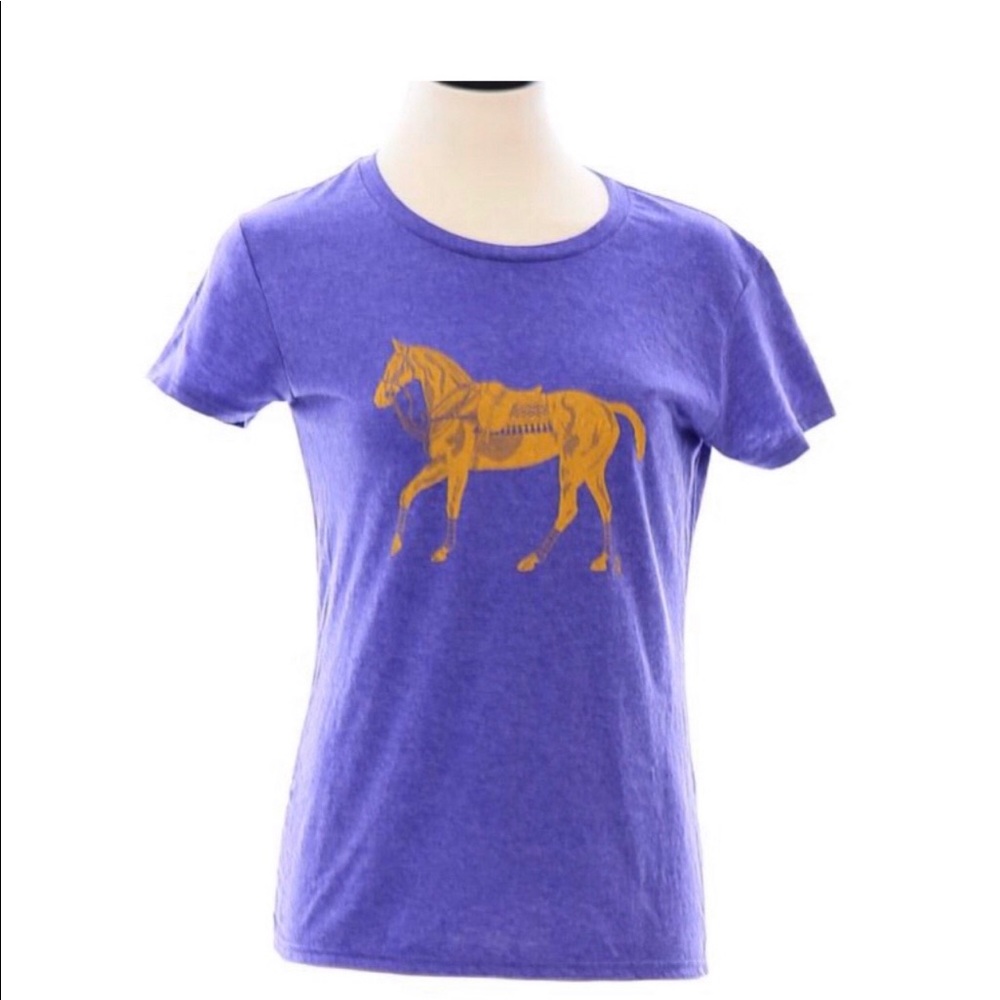 Stick & Ball Gold foil Polo Horse Purple T-shirt